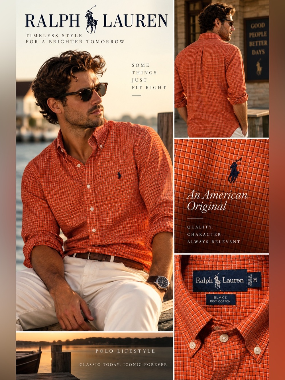 Ralph Lauren Men’s Orange Check Button-Down Shirt size Medium